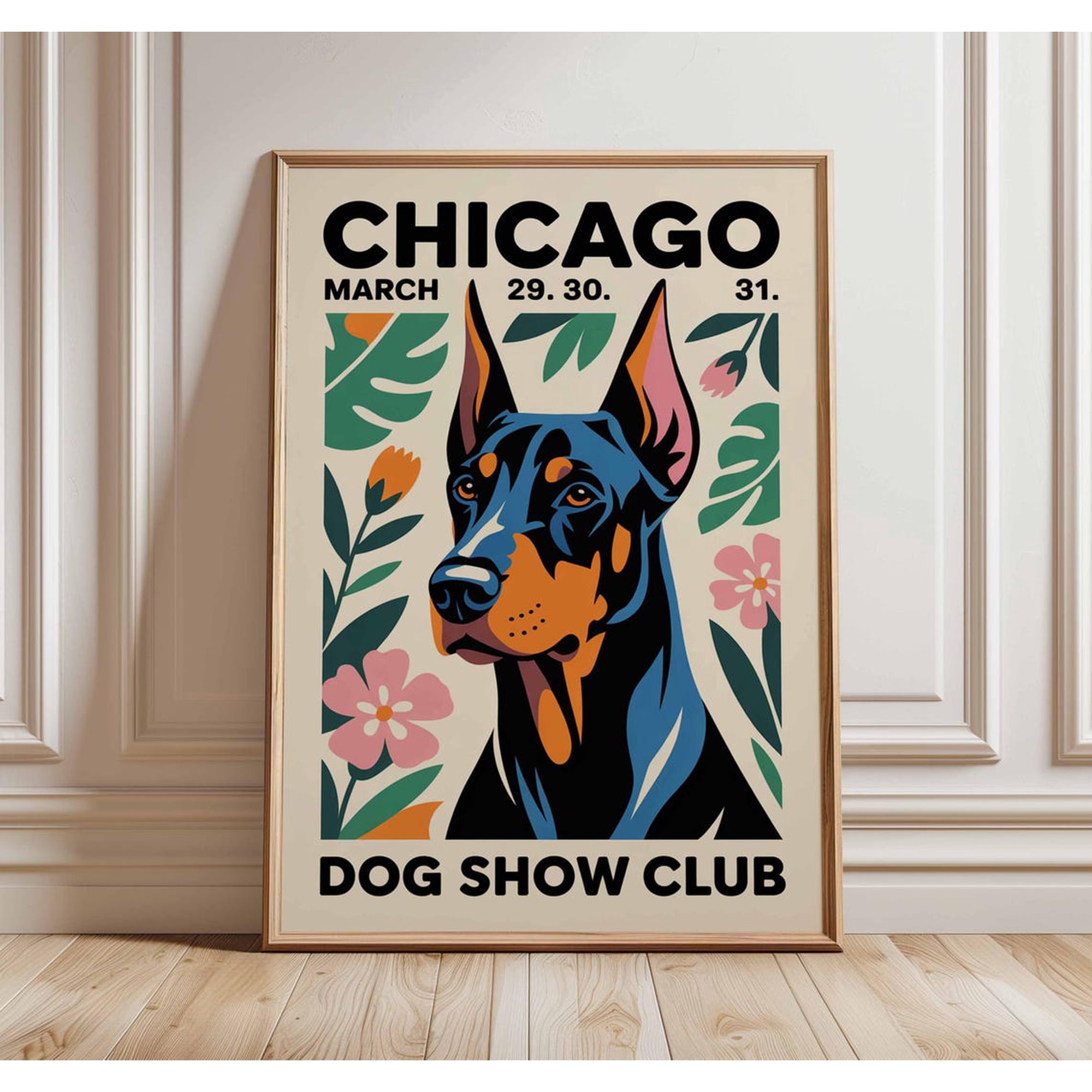 Chicago Dog Show Poster, Vintage Doberman Wall Art