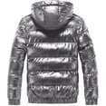thumbnail image 4 of Men's Shiny Winter Puffer Jacket Water-Resistant Metallic Puffy Down Coat Thermal Hooded Insulated Thicken Outwear, 4 of 5