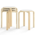thumbnail image 1 of Costway Set of 4 18" Stacking Stool Round Dining Chair Backless Wood Home Decor White, 1 of 9