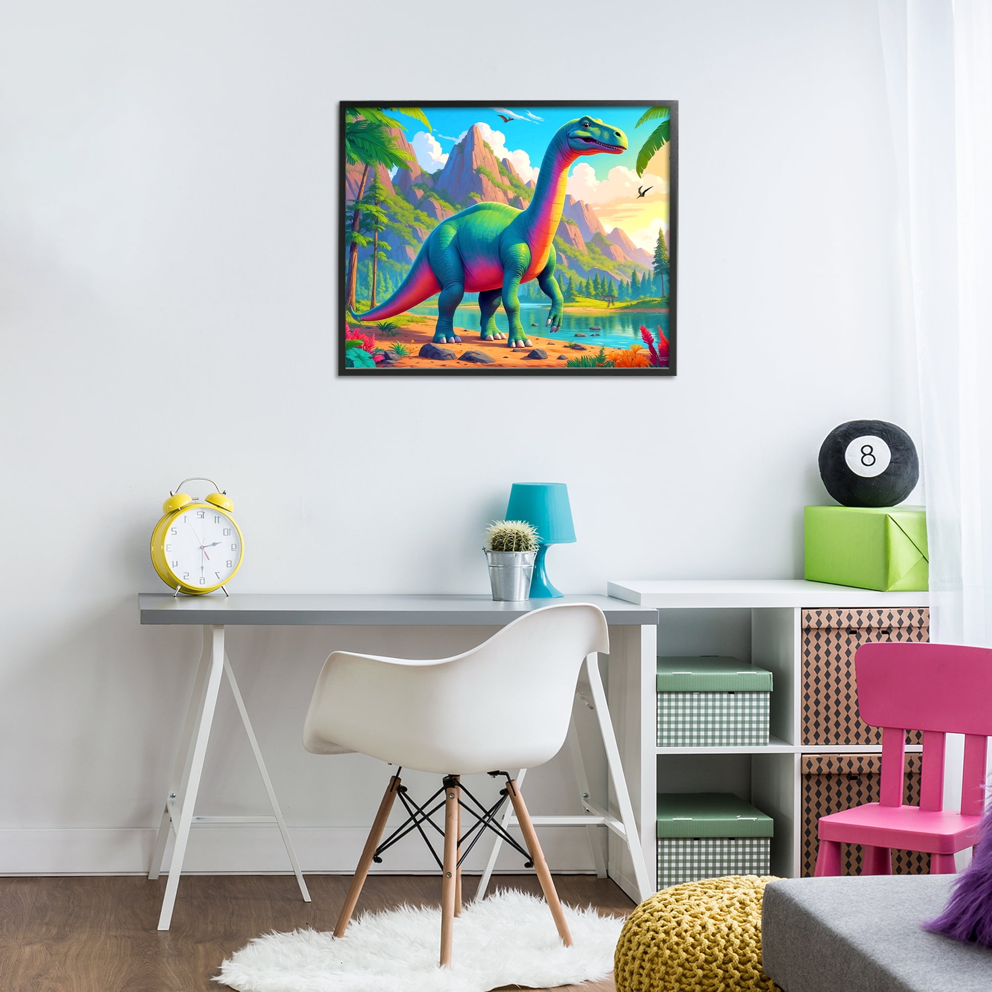 Stupell Industries Vibrant Brontosaurus by River Black Framed Giclee Art, design by Tabz Jones