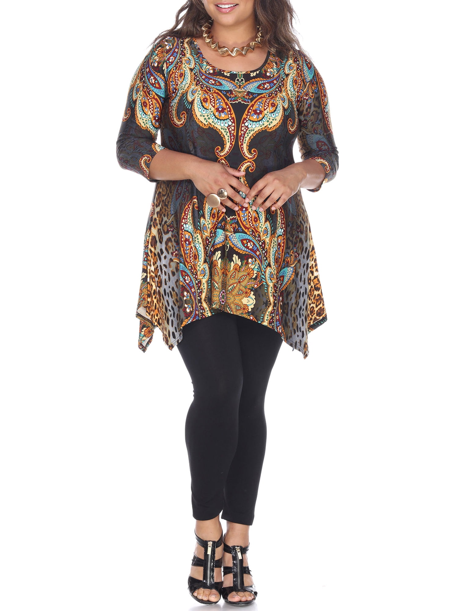 White Mark Women's Plus Marlene Tunic Top