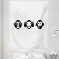 thumbnail image 1 of Monkey Tapestry, See No Evil Hear No Evil Speak No Evil Animal Graphic Simple Illustration, Fabric Wall Hanging Decor for Bedroom Living Room Dorm, 5 Sizes, Charcoal Grey White, by Ambesonne, 1 of 1