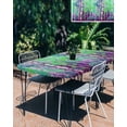 thumbnail image 3 of Modern Oil Painting Rectangle Tablecloth, Waterproof Elastic Fitted Table Covers for 3 Foot Tables, 24x36inch Decorative Tablecloths for Picnic, Camping, Outdoor, Summer Botanical Purple Green, 3 of 6