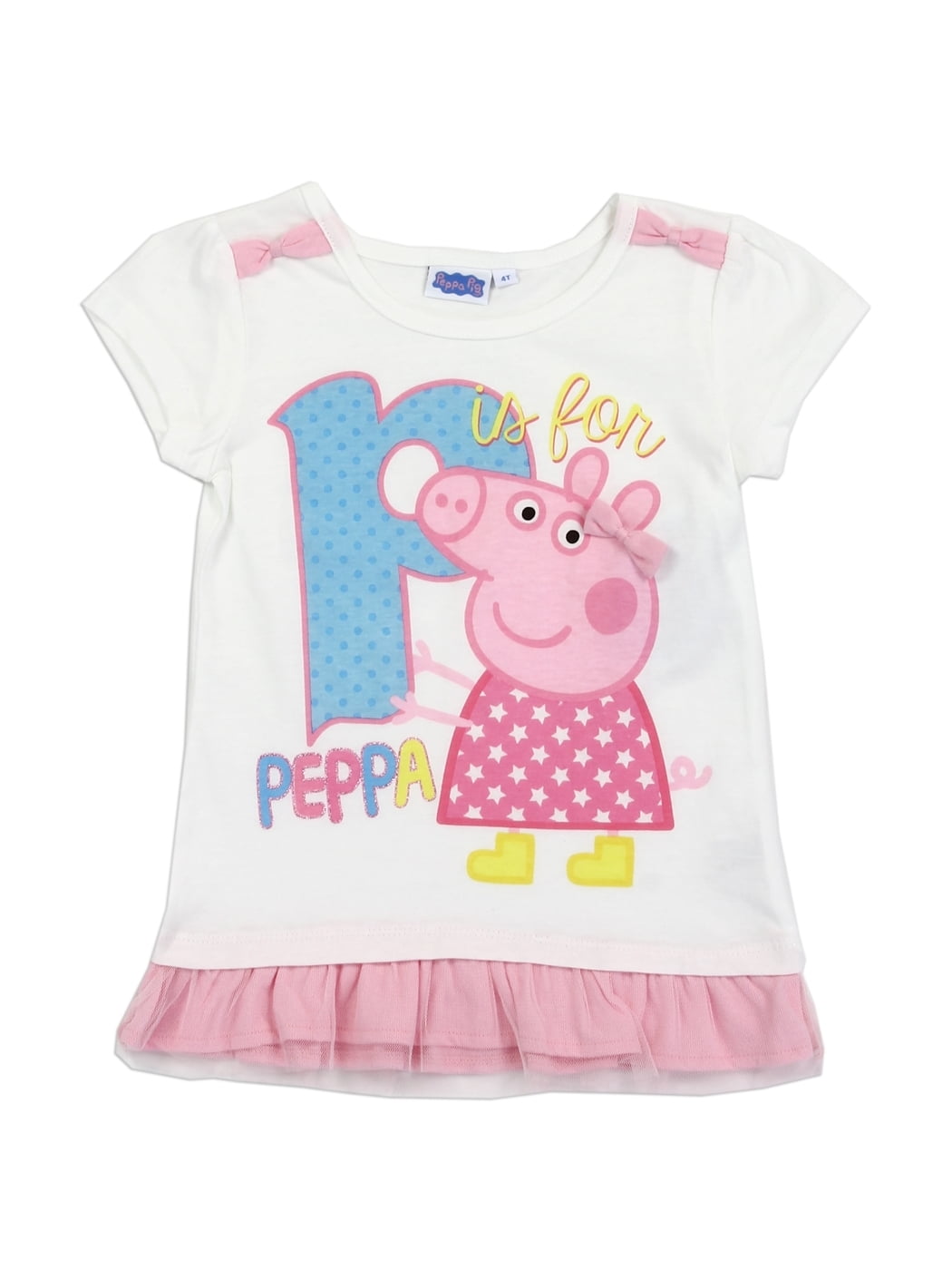 Peppa Pig Toddler Girls Red Snuggly Hugs Holiday T-Shirt Snowflake Tee Shirt