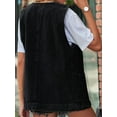 thumbnail image 6 of Women'S Vintage Denim Jean Vest Oversized Button Down Jean Waistcoat Gilet Black XXL, 6 of 7