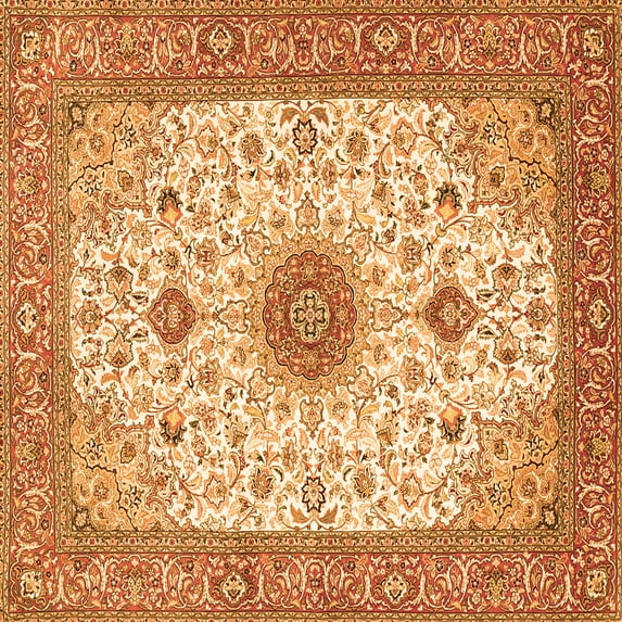 Ahgly Company Indoor Square Medallion Orange Traditional Area Rugs, 5' Square