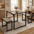 thumbnail image 2 of Aiho 25.6" Compact Dining Table Set for 2 w/2 Stools - Space-Saving Metal Frame & Wood Top for Small Kitchens, Breakfast Nook - Gray, 2 of 6