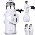 thumbnail image 1 of Estbridge 2 PACKS E26 Light Socket to Plug Adapter  Heat-Resistant 2/3 Prong Light Socket Outlet Light Socket Adapter for Garage Porch  White, 1 of 7