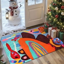 2x3 Entryway Rug Bathroom Rugs for Front Door Bedroom Kitchen, Washable Vintage Print Carpet, Floor Mat with Non Slip Backing