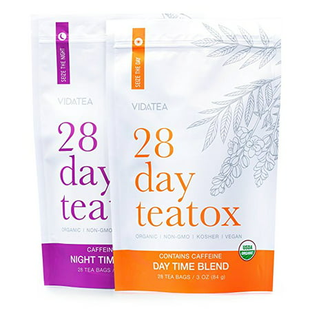 28 Day and Night Detox Tea - Teatox (56 Tea Bags) - Organic All Natural Antioxidant Weight Loss Tea, Herbal Body Detox Cleanse, with Refreshing Taste - Vida (The Best Natural Detox For Weight Loss)