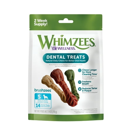 UPC: 0815436018860 | Whimzees Daily Use Pack Dental Treats for Dogs  Small Brushzees Bag of 14