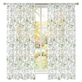 thumbnail image 2 of Green Wildflowers Sheer Curtains 63 Inches Long, Farmhouse Botanical Floral Light Filtering Window Curtains for Living Room/Bedroom, Rod Pocket Voile Sheer Curtain Drapes, 52"W x 63"L, 2 Panels, 2 of 9