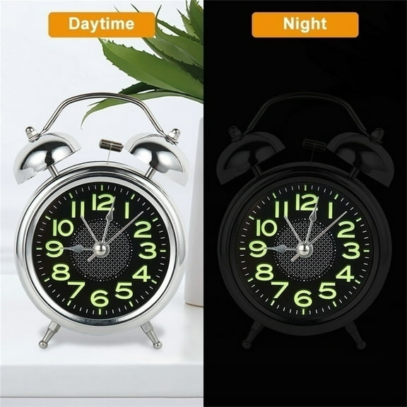 4-Inch Twin Bell Super Loud Alarm Clock with Nightlight – Retro Style for Heavy Sleepers