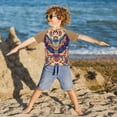 thumbnail image 3 of FORMRS Boys Rash Guard Short Sleeves Swim Shirt Quick Dry UPF 50+ Sun Protection, Sizes 3-12T, Colorful Abstract Eagle, 3 of 6