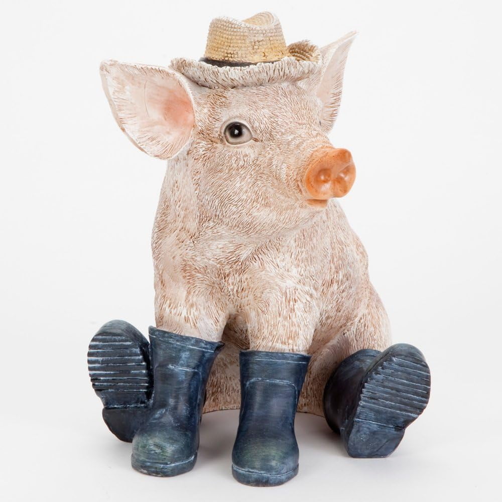 Bits & Pieces Pig in Boots Polyresin Home & Garden Sculpture, 9.5×7.25×10 in