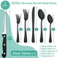 thumbnail image 3 of Vesteel 24 Pieces Black Silverware Set with Steak Knives, Stainless Steel Flatware Cutlery Set Service for 4, 3 of 8