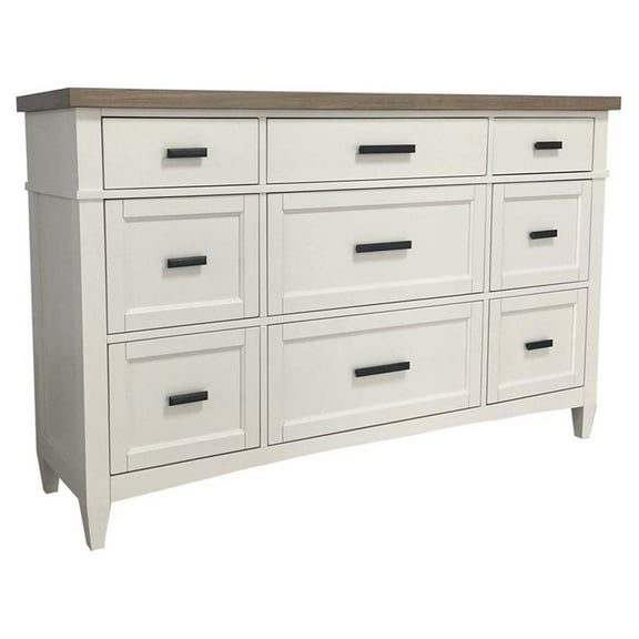 Pemberly Row Contemporary 68"W Bedroom 9 Drawer Dresser in White
