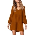 thumbnail image 2 of Femmes Été Tunique Robe V Cou Décontractée Fluide Swing Shift Robes, 2 of 6