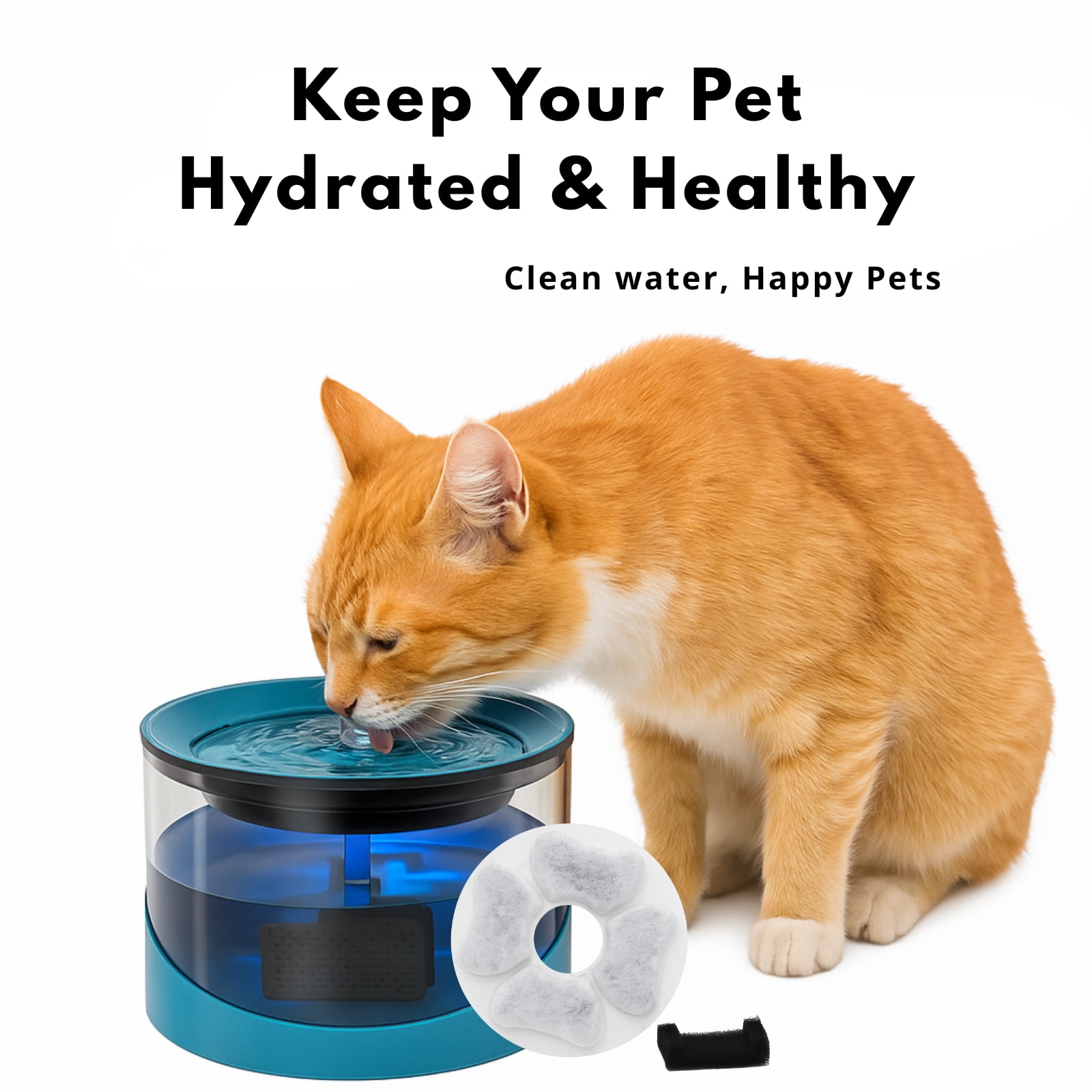 Nispira Cat Water Fountain Replacement Filters with Activated Carbon, Compatible with DEEIPET 74oz/135oz Models, 8 Pack