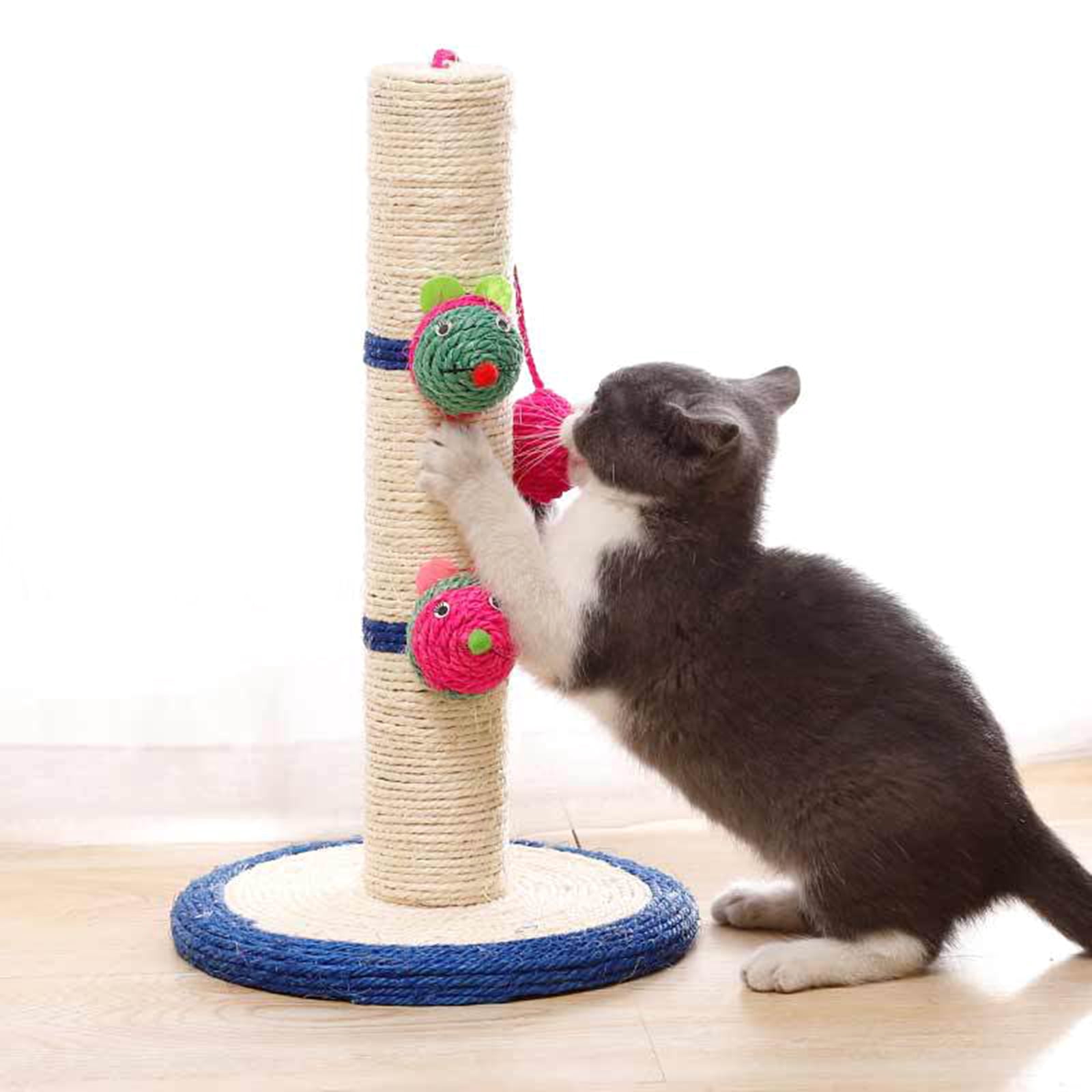 Cats Scratcher Scratching Post with Mice Toy Teaser Interactive Kitten SisalHemp Scratcher Toy Furniture Protectors