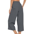 thumbnail image 6 of Mifsaly Cropped Wide Leg Pants for Women Pleated Front High Waisted Culottes Capri Trousers with Side Pockets Work Casual Summer Loose Lounge Outfits Dark Gray,S, 6 of 7