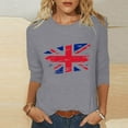 thumbnail image 5 of WREESH Womens Great Britain Uk Flag T-Shirts Casual 3/4 Sleeve T-Shirts Round Neck Tunic Tops Basic Graphic Tees Loose Pullover Blouses Gray, 5 of 5