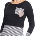 thumbnail image 4 of Blusa Para Mujer Con Manga Larga Rayas Blanco Negro y Bolsa Con Lentejuelas Casual 330708 negro M INCÃGNITA 330708, 4 of 5