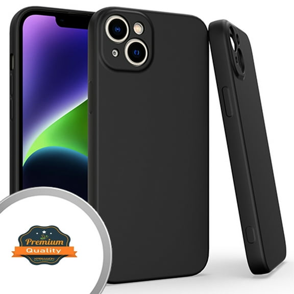 Xpression Cover for Apple iPhone 14 Plus 6.7" Slim Fit Hybrid Silicone Soft Gel Rubber TPU Full Body Protection Shockproof Protective Phone Case - Black