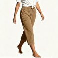 thumbnail image 6 of Tsesme Corduroy Capris for Women Drawstring Elastic Waist Cropped Trousers with Pockets Fall Loose Fits Comfy Bottom Daily Wear, 6 of 8
