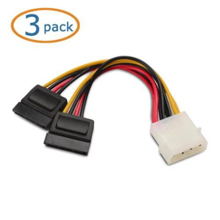 10-Pack IDE/Molex 4-Pin to DUAL 2 SATA 15-Pin Power Splitter Y Adapter Cable 