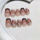 thumbnail image 3 of Uñas postizas francesas medianas cuadradas, color blanco degradado negro, reutilizables, juego de 24 piezas., 3 of 5