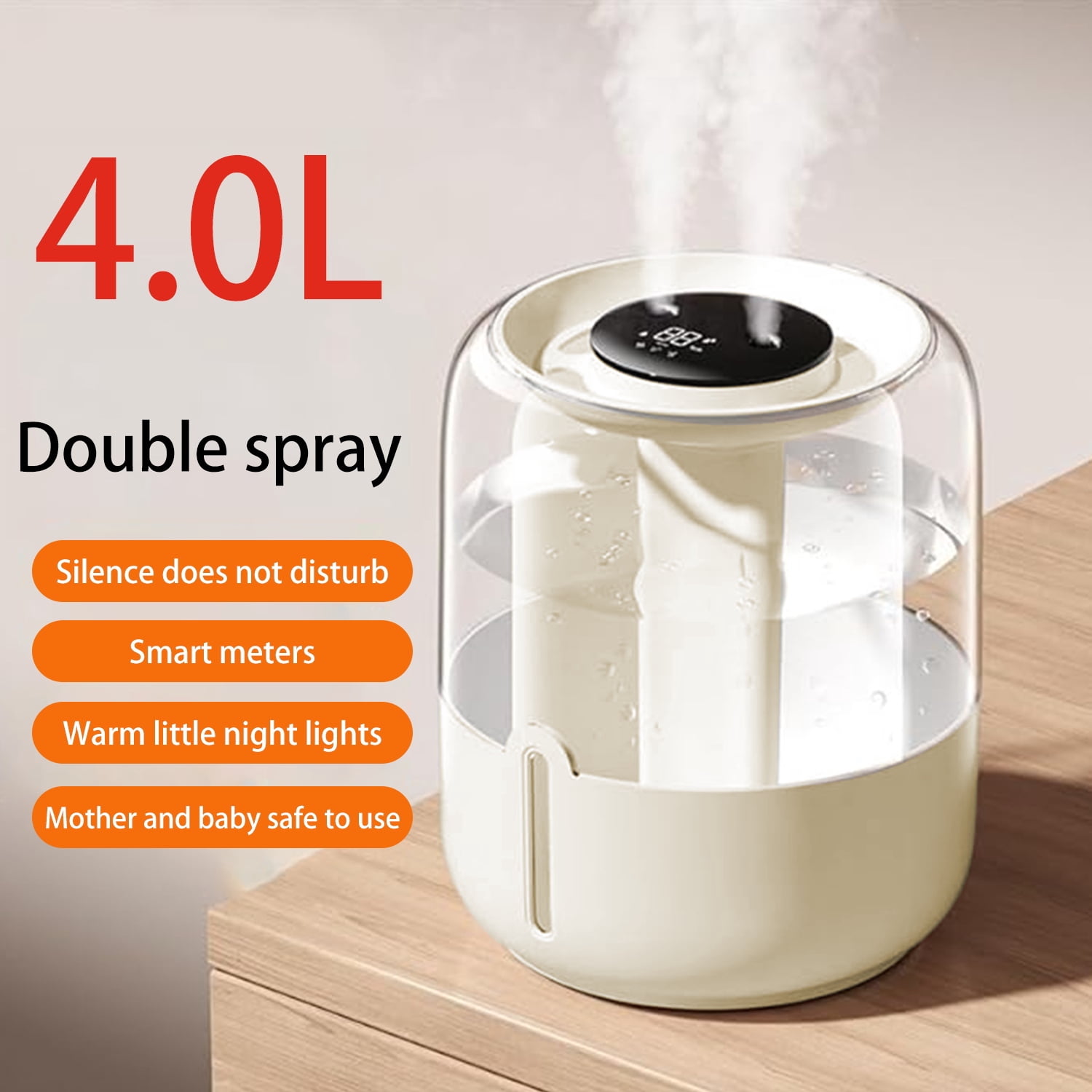 Humidifiers for Room,4L Cool Mist Humidifier,Top Fill Smart Cool Mist Air Humidifiers with Nightlight,3-Speed Quiet & Large Vaporizers for Bedroom,Home,Large Room,Baby Nursery and Plants