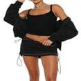thumbnail image 2 of Womens Low Waist Cargo Skirt Ruched Drawstring Mini Short Skirts with Pockets, 2 of 6
