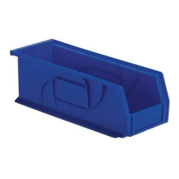 Hang & Stack Storage Bin, Plastic, Blue, 5 in H, 5 1/2 in W, 14 3/4 in L