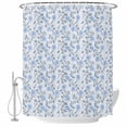 thumbnail image 2 of Blue Spring Floral Waterproof Fabric Shower Curtain,Flowers Leaves Pastoral Botanical Waterproof Fabric Shower Curtain for Bathroom Curtains Bathtubs Hotel Shower Curtains with 12 Hooks Small 36x72in, 2 of 8