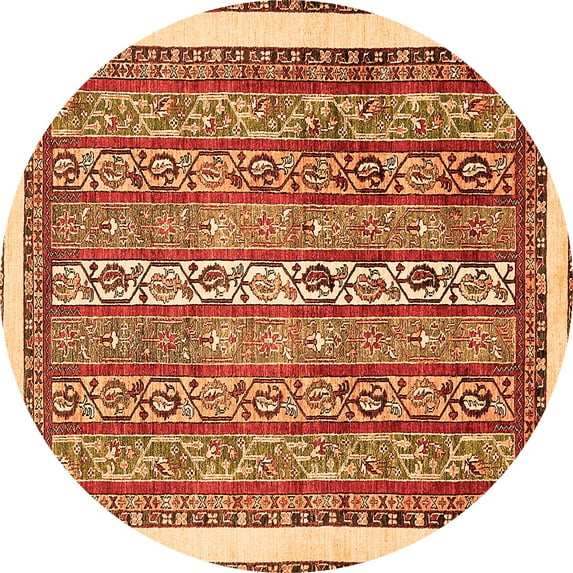 Ahgly Company Indoor Round Abstract Orange Modern Area Rugs, 7' Round