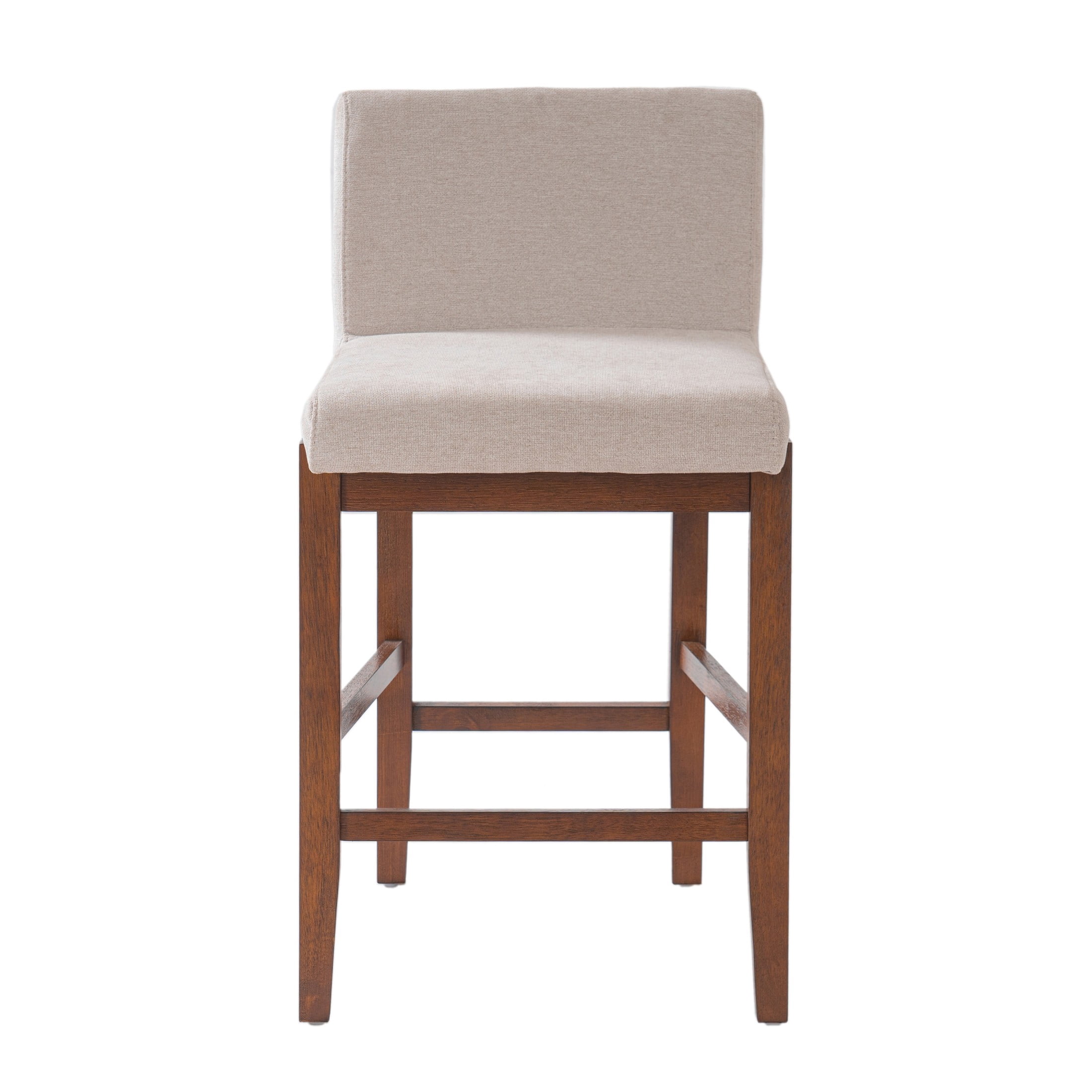 Christopher Knight Home Upholstered Armless Counter Height Bar Stools, Wood Frame, Walnut, Set of 4