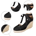 thumbnail image 6 of Pandaie Closed Toe Sandals for Women 3.35 Inch Wedge Platform Espadrilles Heels Lace up Summer Beach Dressy Walking Shoes Size 6-10, 6 of 7