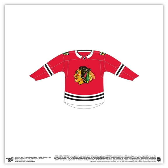 Gallery Pops NHL - Chicago Blackhawks - Home Uniform Front Wall Art, Unframed Version, 12" x 12"