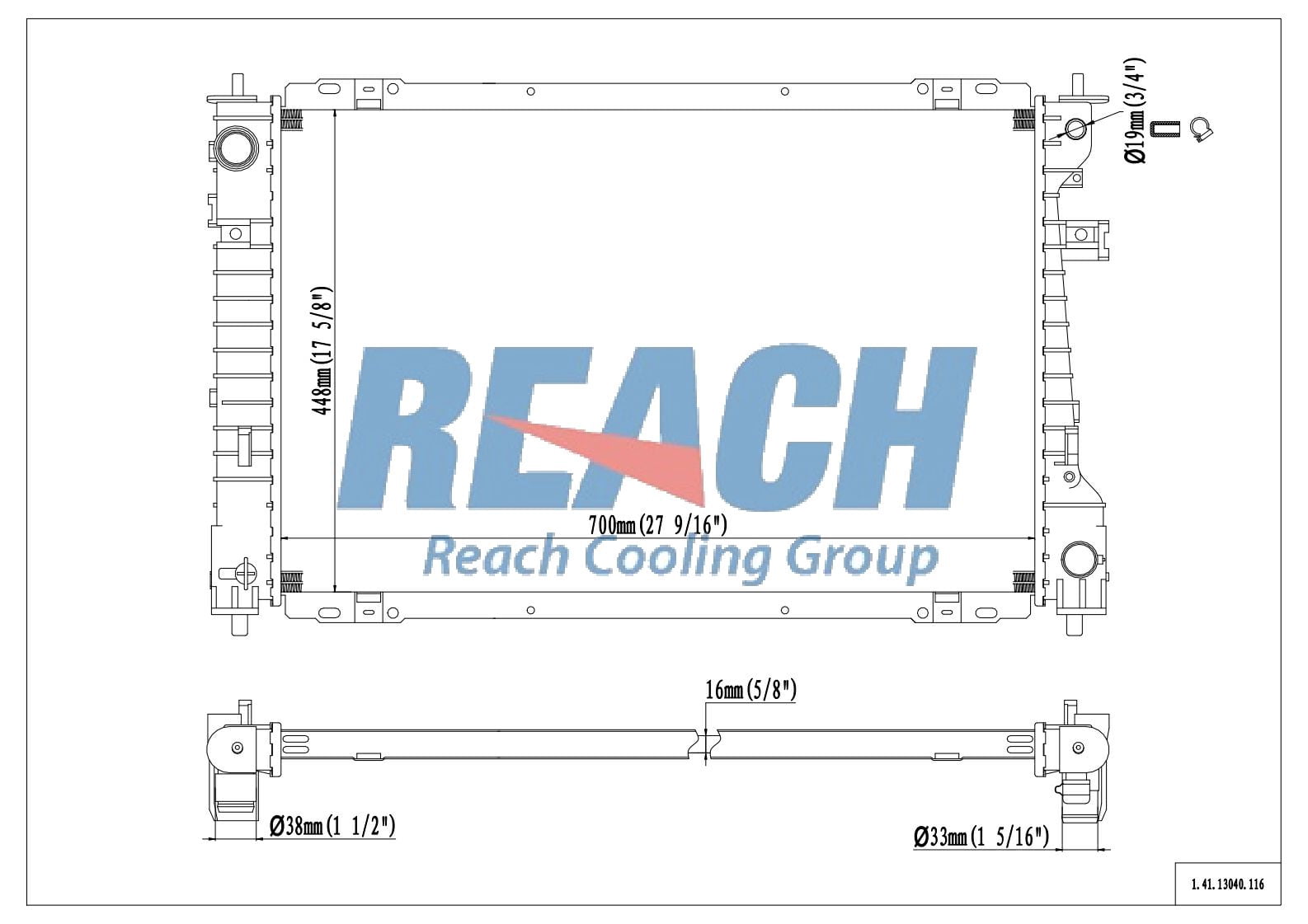 REACH 41-13040 Radiator for 08-12 Ford Escape; 08-11 Mazda Tribute; 09-11 Mercury Mariner