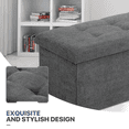 thumbnail image 3 of MoNiBloom 43" Collapsible Ottoman with Storage, Cotton-linen Storage Ottoman Bench, Modern Storage Footstool for Living Room Bedroom Entryway, Dark Gray, 3 of 9