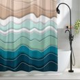 thumbnail image 2 of Teal Blue Ombre Stripe Waterproof Shower Curtain, 48"x72" Washable Polyester Fabric Shower Curtains for Bathroom, Abstract Summer Beach Coastal Decorative Bathtub Curtain Sets with Hooks, 2 of 9