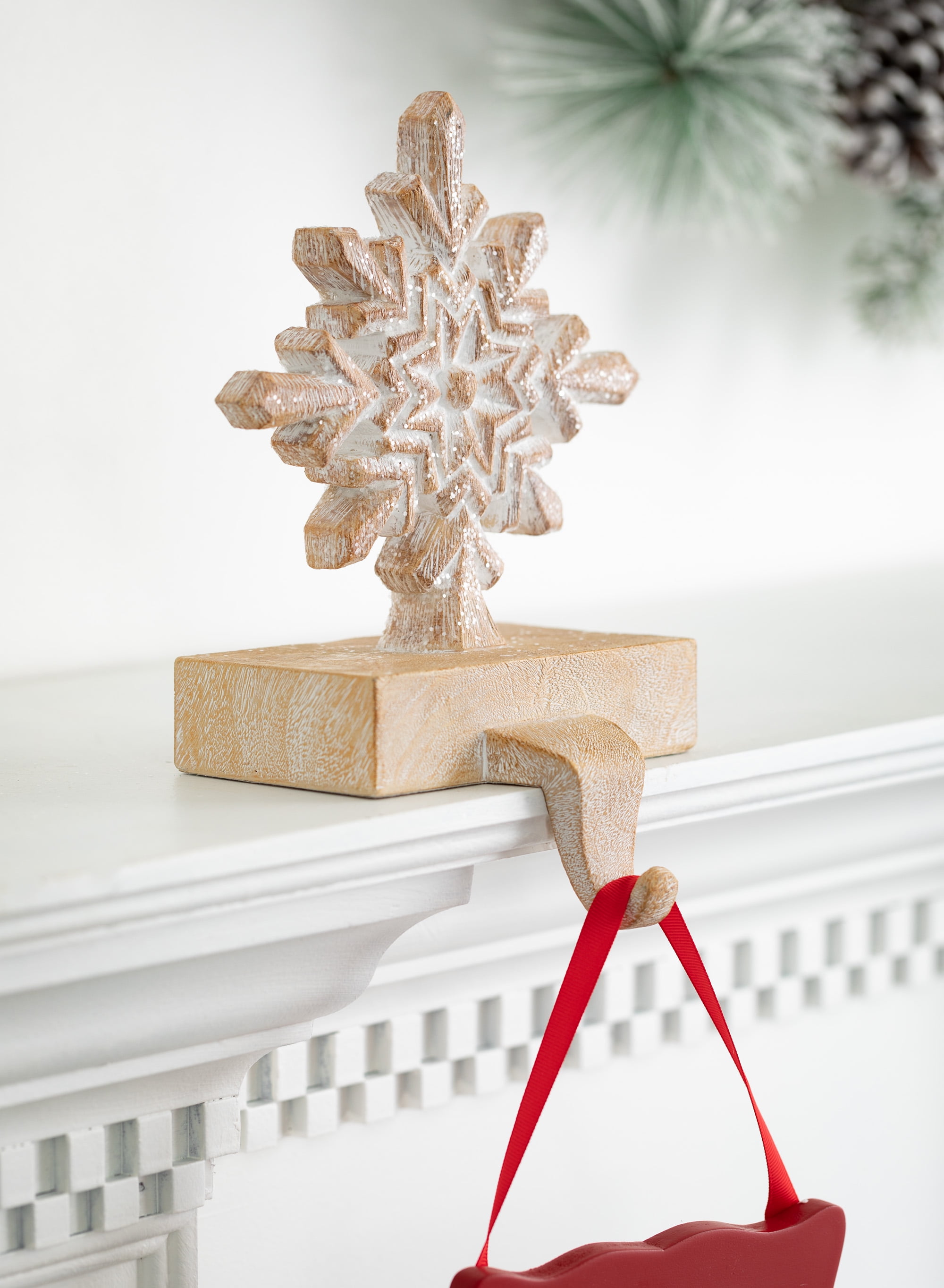 Sullivans Snowflake Stocking Holder 9"H Brown