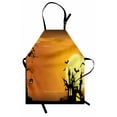 thumbnail image 1 of Halloween Apron Gothic Haunted House Bats Western Spooky Night Scene with Pumpkin Drawing Art, Unisex Kitchen Bib Apron with Adjustable Neck for Cooking Baking Gardening, Orange Black, by Ambesonne, 1 of 3