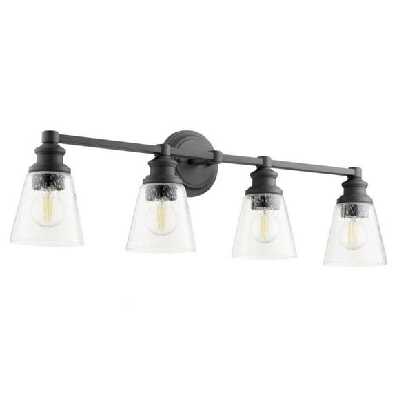 Lawson Manor 4 Light Vanity Light in Soft Contemporary Style 32 inches Wide By 10 inches High-Noir Finish-Clear Glass Color Bailey Street Home