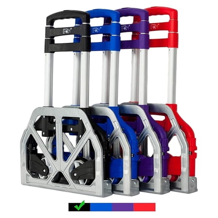 Folding Hand Truck Aluminum Portable Folding Hand Cart 165lbs Capacity Hand Cart and Dolly Ideal for Home, Auto, Office,Travel Use,Black