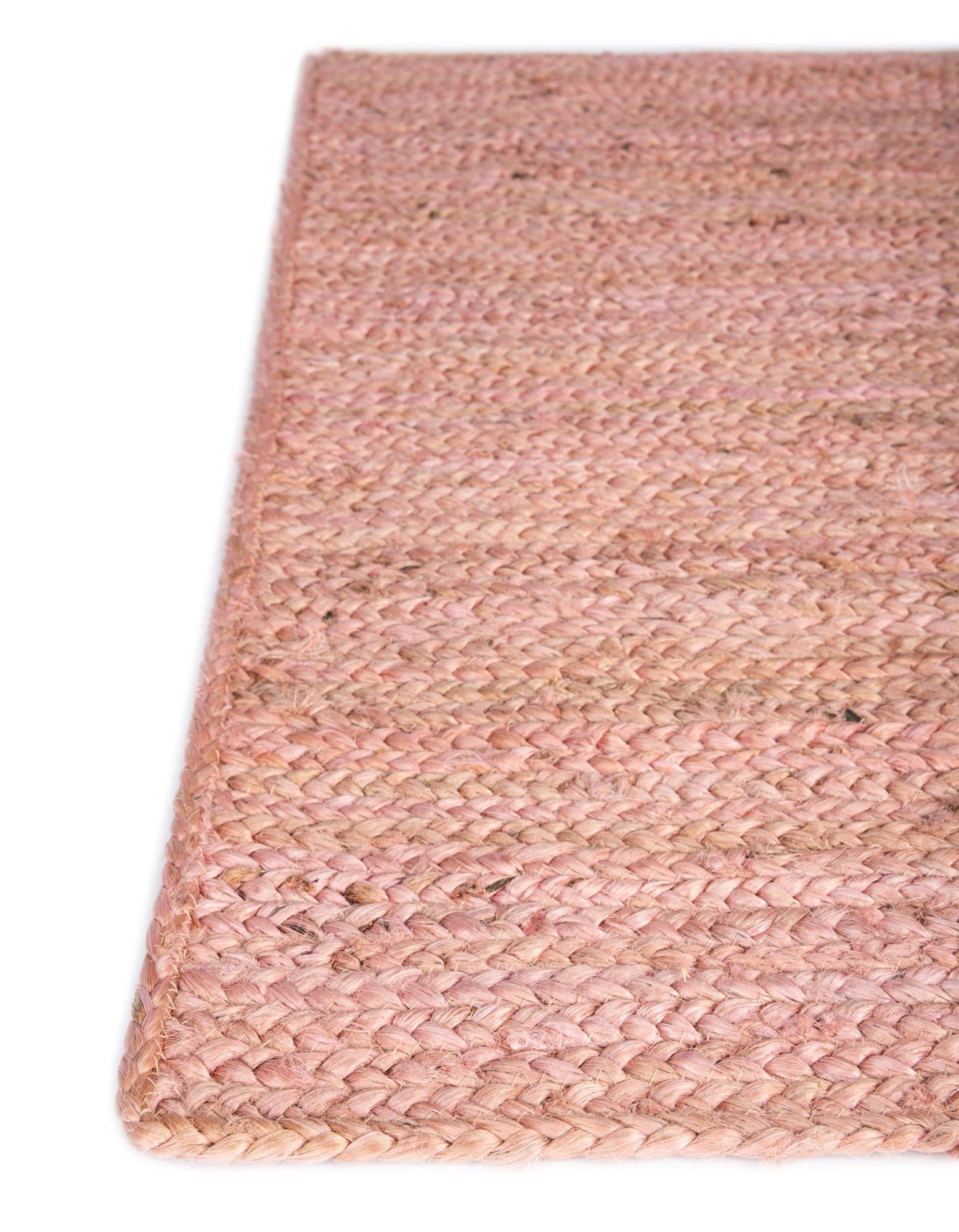 Unique Loom Braided Jute Collection Area Rug - Dhaka (9' x 12' Rectangle Light Pink)