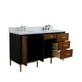 thumbnail image 2 of 61 in. Double Wooden Vanity Walnut Black White Quartz Rectangle Sink, 2 of 18
