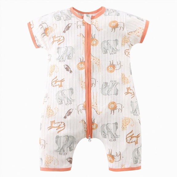 Xudanell Babys Girl and Boys Rompers Playful Adorable Graphic Printed ‌Rompers Comfortable Button-Up Rompers (Orange,6-9 Months)