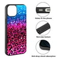 thumbnail image 2 of FINCIBO Soft Rubber Protector Cover Case for Apple iPhone 14 6.1" 2022, Blue Glitter Sparkle With Black Pink Glitter Leopard, 2 of 5